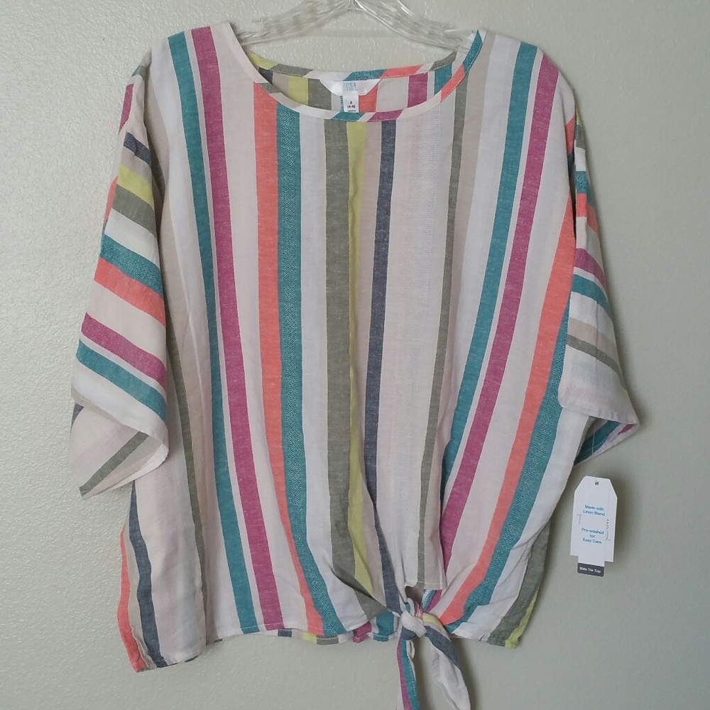 NWT Time and Tru Striped Side Knot Top size Small